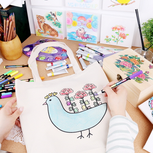 엄마표미술놀이 에코백만들기-유치원 어린이집 만들기재료 민화샵-칭찬나라큰나라