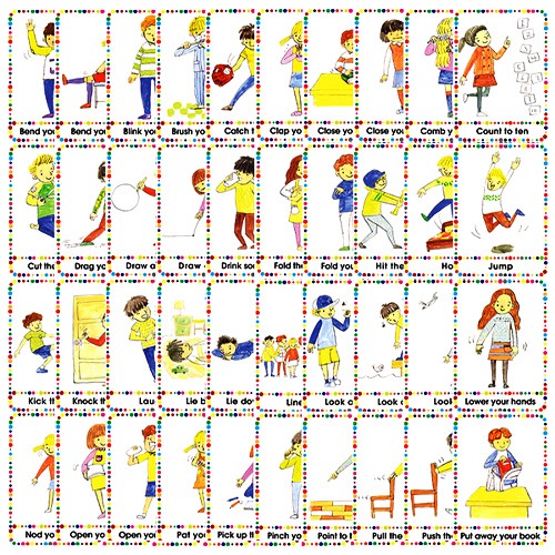 신체활동 연출 감정표현 카드 (전신 반응 교육 영어 TPR-CARD)-영어낱말 문장카드