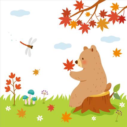 가을배경현수막(곰)-195-칭찬나라큰나라