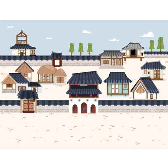 전통배경현수막(전통마을한옥)-103-칭찬나라큰나라