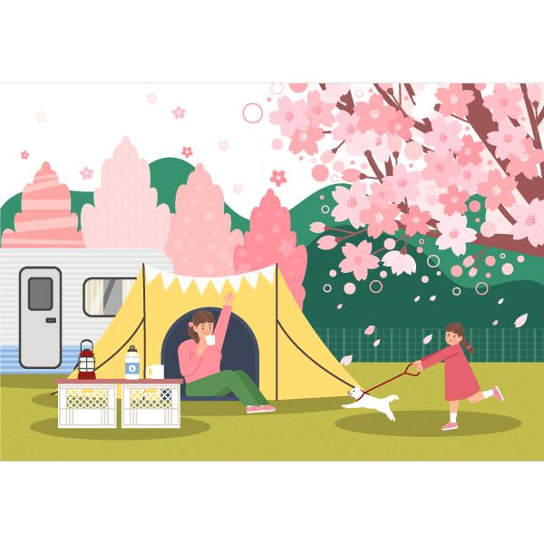 캠프캠핑현수막 봄 벚꽃 102-칭찬나라큰나라